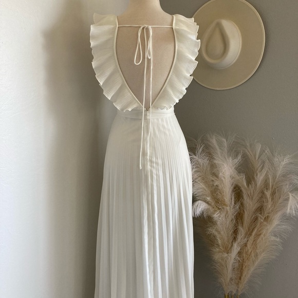 Lulus Loved By You White Pleated Chiffon Maxi Dress - Picture 3 of 8